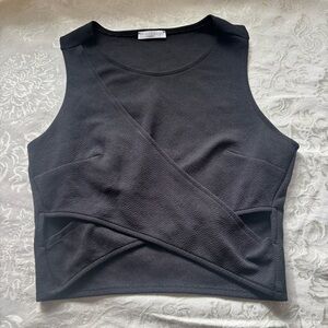 Zara Black Sleeveless Criis-Cross Crop Top, Size 8